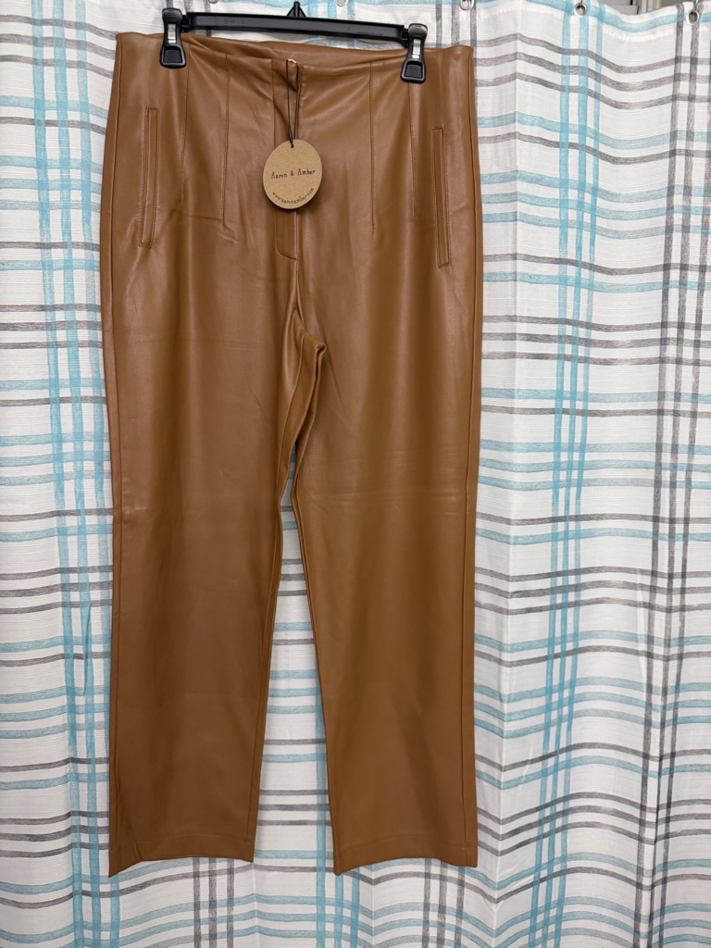 Faux Leather Straight Pants in Rich Caramel